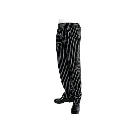 Pantalón de cocina unisex Easyfit rayas blanco y negro Talla XS