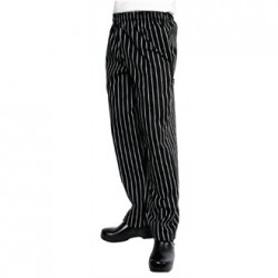 Pantalón de cocina unisex Easyfit rayas blanco y negro Talla L