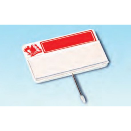 Cartel portaprecios con guía para etiqueta, masa roja