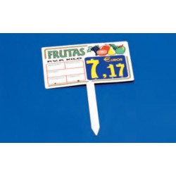 Cartel portaprecios frutas y verduras núm. recambiable blanco