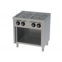 Cocina BASIC a gas 4 fuegos estante serie 600 Quemador: 5,5 Kw // 5,5 Kw // 5,5 Kw // 5,5 Kw 800 x 600 x 880 mm Fainca HR