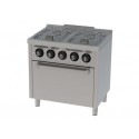 Cocina BASIC a gas 4 fuegos + horno serie 600 Quemador: 5,5 Kw // 5,5 Kw // 5,5 Kw // 5,5 Kw 800 x 600 x 880 mm Fainca HR