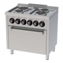 Cocina eléctrica 4 Placas + horno serie 600 Potencia: 9,5 KW/380 V 800 x 600 x 880 mm Fainca HR