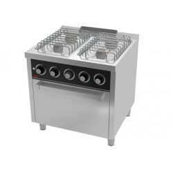 Cocina BASIC a gas 4 fuegos + horno serie 750 Quemador: 7,5 Kw // 7,5 Kw // 5,5 Kw // 5,5 Kw 800 x 750 x 880 mm Fainca HR