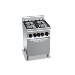 Cocina de 4 fuegos a gas + horno eléctrico 600x600x900mm Plus600 Bertos