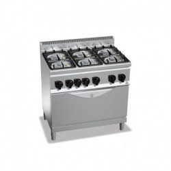 Cocina de 6 fuegos a gas + horno 900x600x900 mm Plus600 Bertos