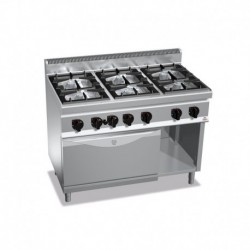 Cocina de 6 fuegos a gas + horno GN 2/1 Maxi Power. Quemador de horno 1200x714x900 mm Macros700