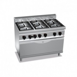 Cocina de 6 fuegos a gas + horno Maxi MAX POWER. Quemador de horno 1200x700x900 mm Macros700
