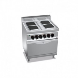 Cocina de 4 fuegos cuadrados eléctrica + horno eléctrico GN 2/1 800x700x900 mm Macros700 Bertos