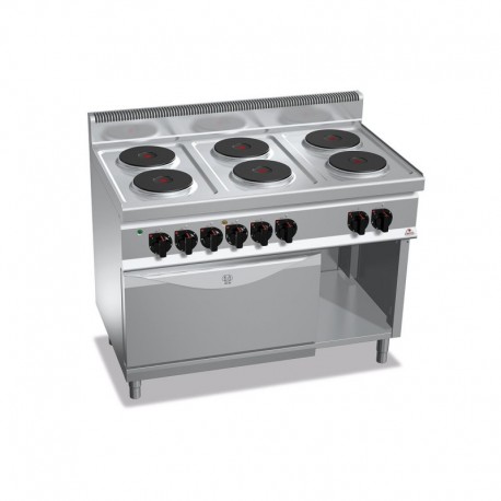 Cocina de 6 fuegos eléctrica + horno eléctrico GN 2/1 1200x714x900 mm Macros700 Bertos